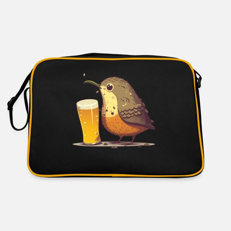 süßer Vogel mit Bier Retro Tasche