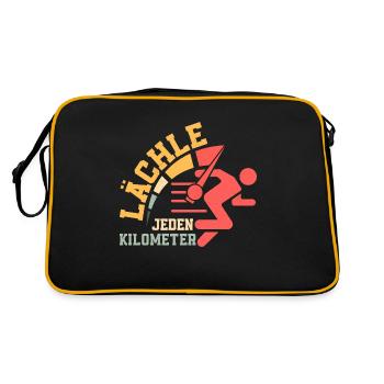 Lächle jeden Kilometer Joggen Laufen - Retro Tasche - Schwarz/Gold - Hinten