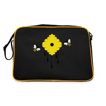 honey bees - Retro Tasche - Schwarz/Gold - Hinten