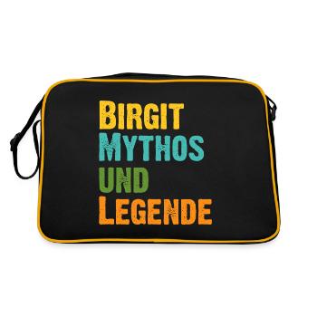 Mythos Birgit die Legende Vorname Birgit - Retro Tasche - Schwarz/Gold - Hinten
