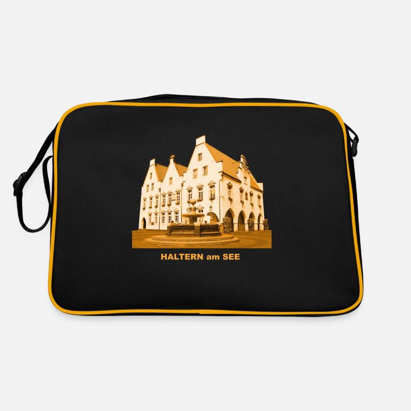 Haltern am See Rathaus - Retro Tasche - Schwarz/Gold