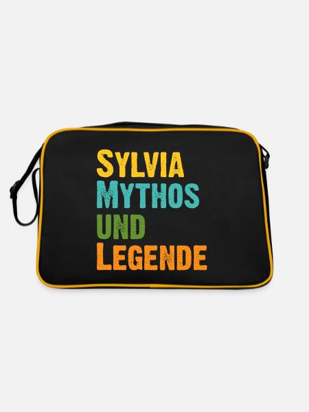 Mythos Sylvia die Legende Vorname Sylvia - Retro Tasche - Schwarz/Gold - Hinten