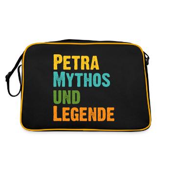 Mythos Petra die Legende Vorname Petra - Retro Tasche - Schwarz/Gold - Hinten