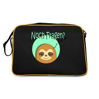 Noch Fragen? Faultier schläft...zzzZZZZ - Retro Tasche - Schwarz/Gold - Hinten