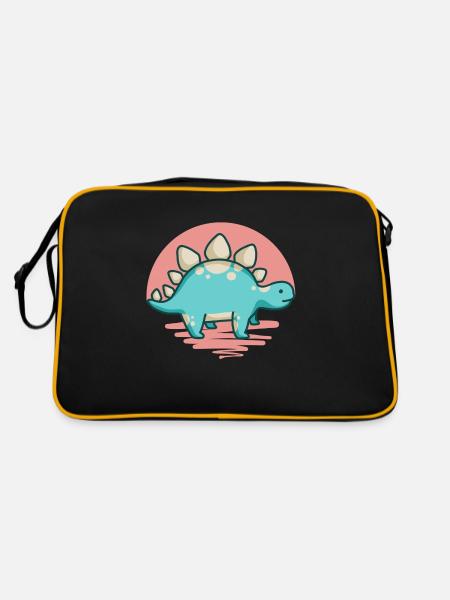 hugadino Stegosaurus, dino, cute dinosaur - Retro Bag - black/gold - Back