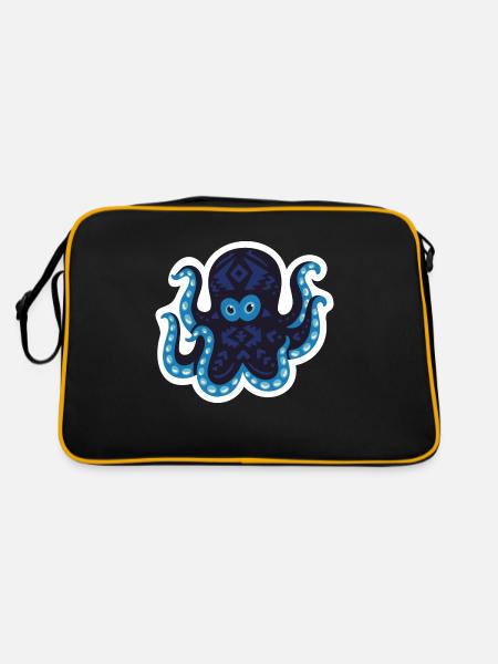 Meerestiere - Retro Tasche - Schwarz/Gold
