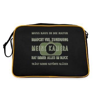 Fotograf fotografieren Naturfotograf - Retro Tasche - Schwarz/Gold - Hinten