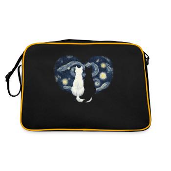 Les chats Van Gogh Regarder les étoiles de la nuit étoilée - Sac Retro - noir/or - Dos