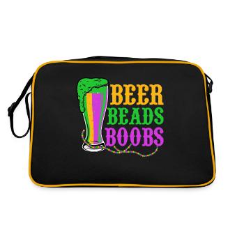 Beer Beads Boobs Carnival Mardi Gras - Retro Bag - black/gold - Back