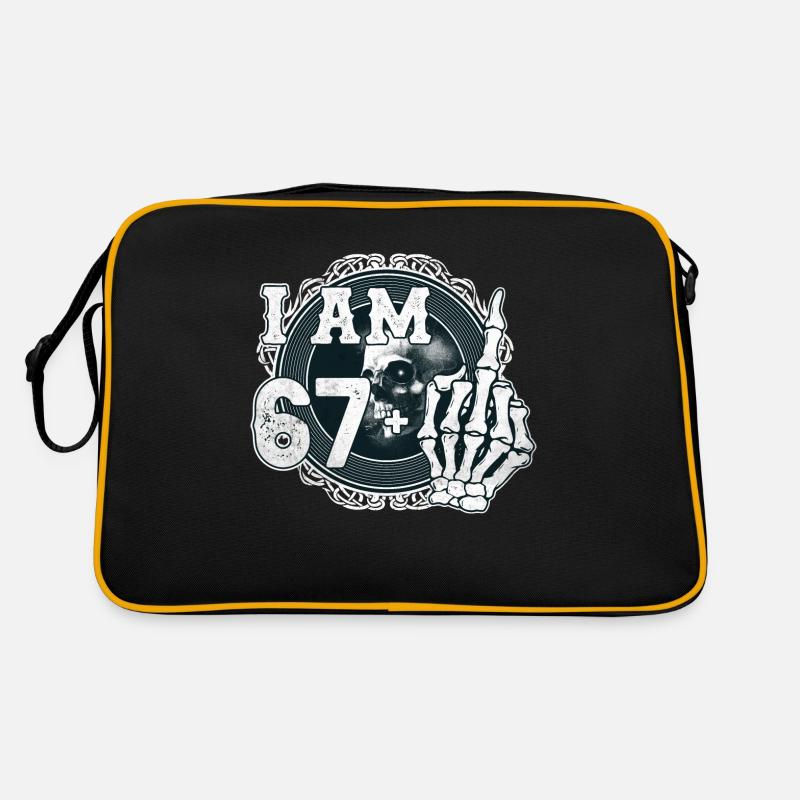 Ich bin 67 plus 1 Mittelfinger Totenkopf lustig 68. - Retro Tasche - Schwarz/Gold