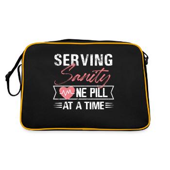 Serving Sanity One Pill At A Time Mental Health - Retro Tasche - Schwarz/Gold - Hinten