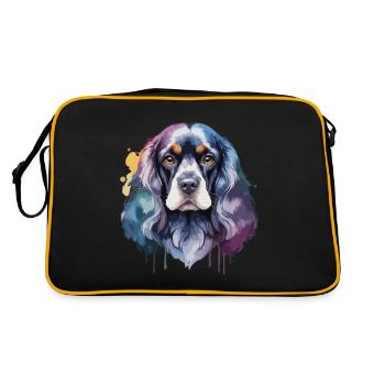 Cocker Spaniel Hund Cool Bunt Niedlich - Retro Tasche - Schwarz/Gold - Hinten