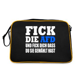 fick die afd und fick dich dass du sie gewählt has - Retro Tasche - Schwarz/Gold - Hinten