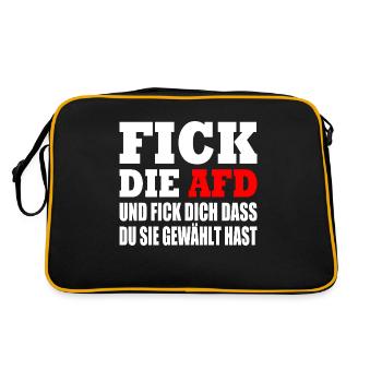 fick die afd - Retro Tasche - Schwarz/Gold - Hinten