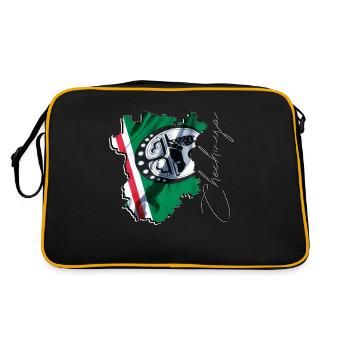 (RU) Tschetschenien Flagge in eigener Landkarte EN - Retro Tasche - Schwarz/Gold - Hinten