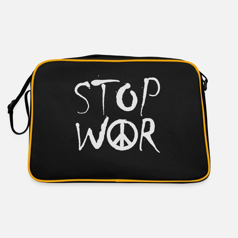 STOP WAR with Peace Sign Peace Symbol – NO WAR Retro Bag