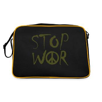 STOP WAR with Peace Sign Peace Symbol – NO WAR - Retro Bag - black/gold - Back