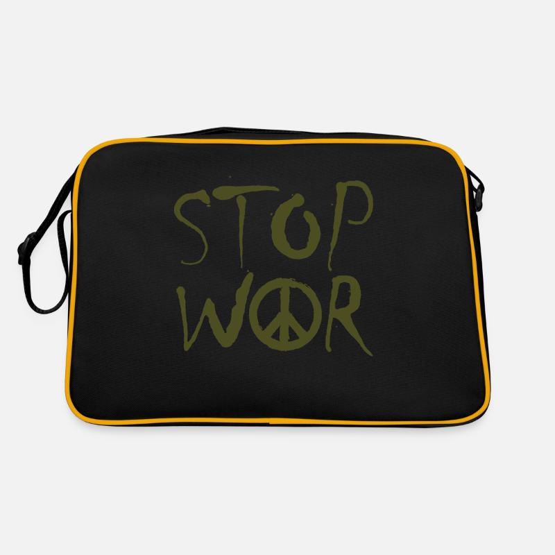 STOP WAR with Peace Sign Peace Symbol – NO WAR Retro Bag