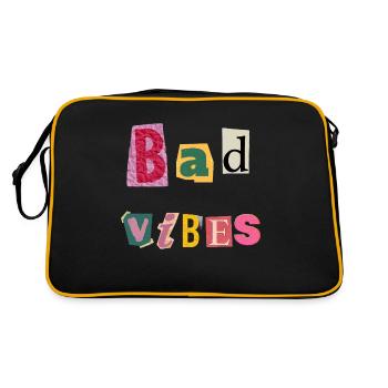 Quirky 'Bad Vibes': Bold Typographic Design - Retro Bag - black/gold - Back