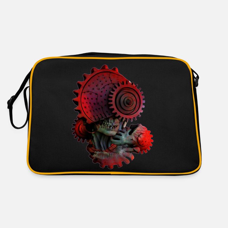 Tête de machine humaine - Sac Retro - noir/or