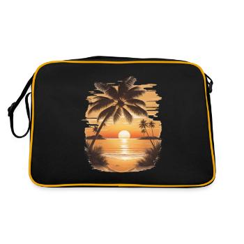 Sunset Serenity: Beach Scene - Retro Bag - black/gold - Back
