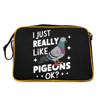 Taube Tauben Tier Vogel - Retro Tasche - Schwarz/Gold - Hinten