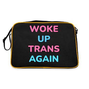 Woke up trans again - funny trans pride - Retro Bag - black/gold - Back