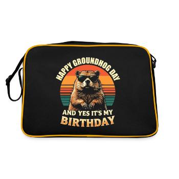 Happy Groundhog Day Cool Groundhog with Sunglasses - Retro Bag - black/gold - Back