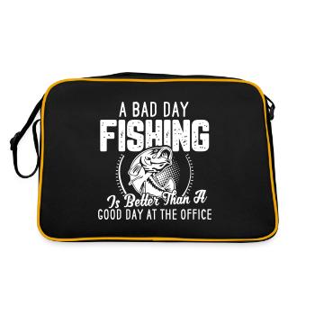 Angler Angeln Fischer Spruch Fischen - Retro Tasche - Schwarz/Gold - Hinten