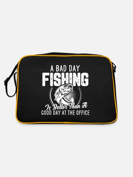 Angler fishing fisherman saying fishing - Retro Bag - black/gold - Back
