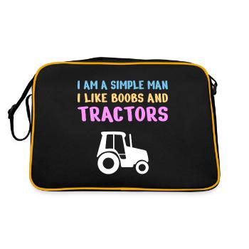 TRACTORS / FARM LIFE / COUNTRY LIFE : Simple man - Retro Tasche - Schwarz/Gold - Hinten