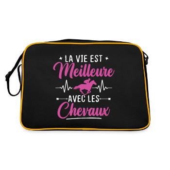 La vie est meilleure avec les Chevaux - Sac Retro - noir/or - Dos
