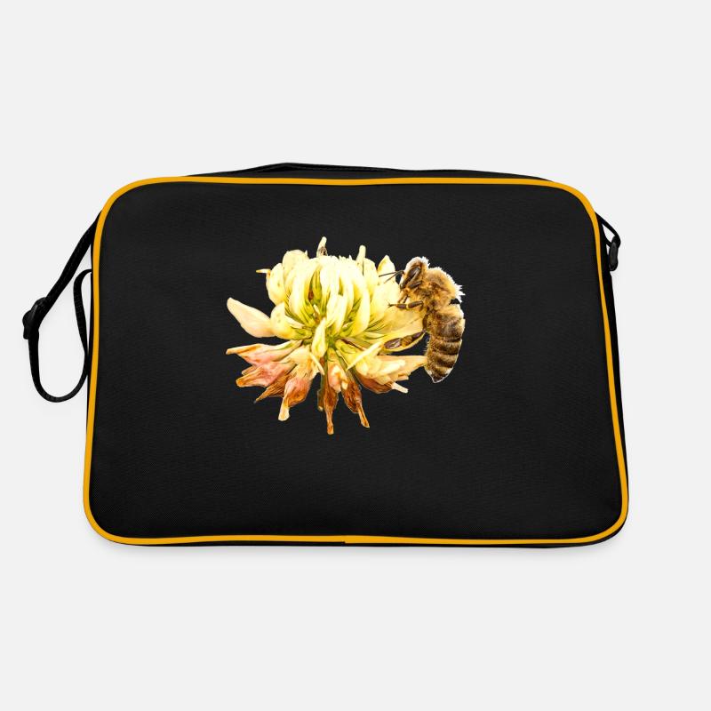 Honigbiene auf einer Blüte, A733151 Retro Tasche