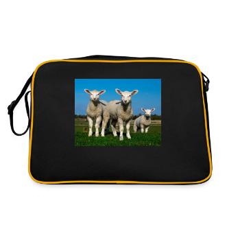 agneaux dans les pâturages - Sac Retro - noir/or - Dos