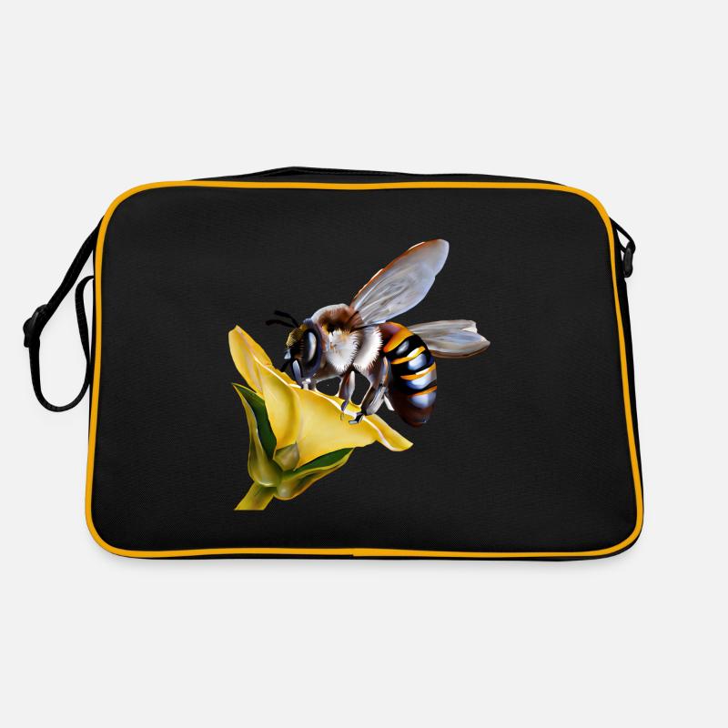 Fleißige Biene - Retro Tasche - Schwarz/Gold