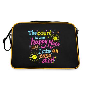 Tennis T-Shirt Hoodie Happy Place - Retro Tasche - Schwarz/Gold - Hinten