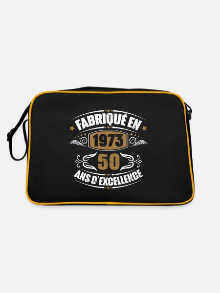 Fabriqué en 1973, 50 ans d'excellence - Sac Retro - noir/or - Dos