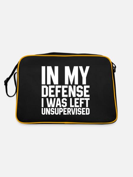 I Was Left Unsupervised Quote - Retro Bag - black/gold - Back