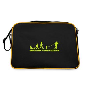 Jugend Feuerwehr Evolution Lustig Neongelb Lustig - Retro Tasche - Schwarz/Gold - Hinten
