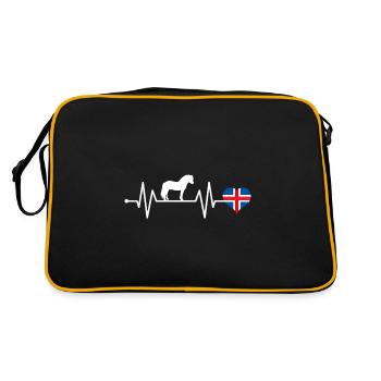 Islandpferd Isländer Pferd Pony Herzschlag - Retro Tasche - Schwarz/Gold - Hinten