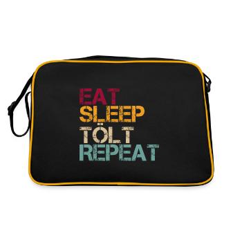 Tölt Islandpferd Eat Sleep Repeat Retro Lustig - Retro Tasche - Schwarz/Gold - Hinten