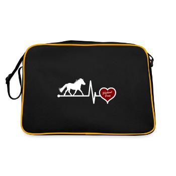 Battement de coeur de cheval de poney Shetland pour cavaliers - Sac Retro - noir/or - Dos