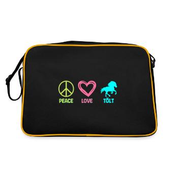 Tölt Islandpferd Isländer Pferd Peace Love - Retro Tasche - Schwarz/Gold - Hinten