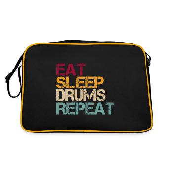 Drum Eat Sleep Repeat Retro Funny Saying - Sac Retro - noir/or - Dos