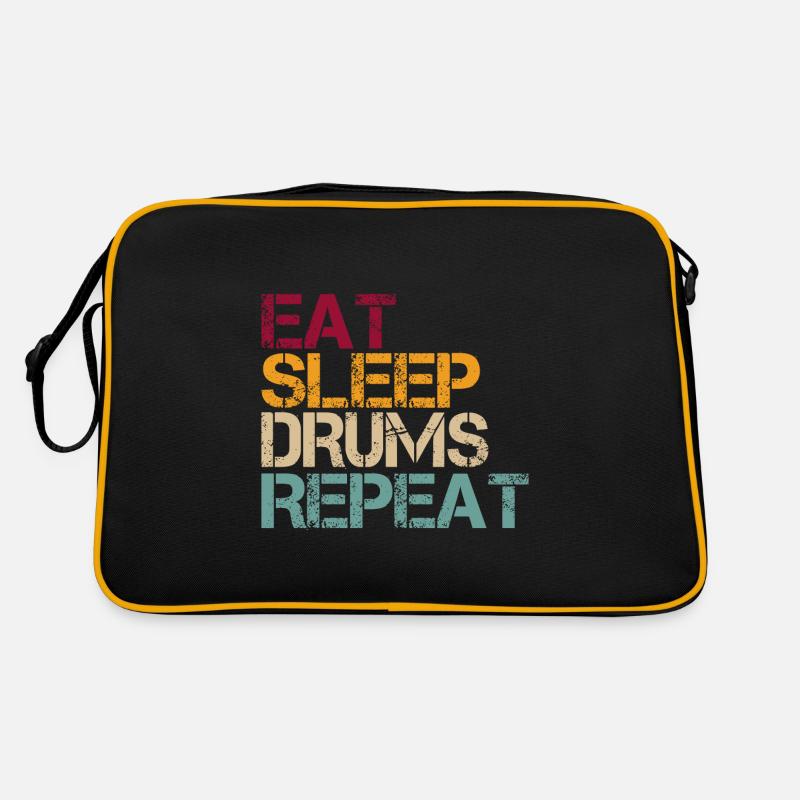 Drum Eat Sleep Repeat Retro Funny Saying - Sac Retro - noir/or