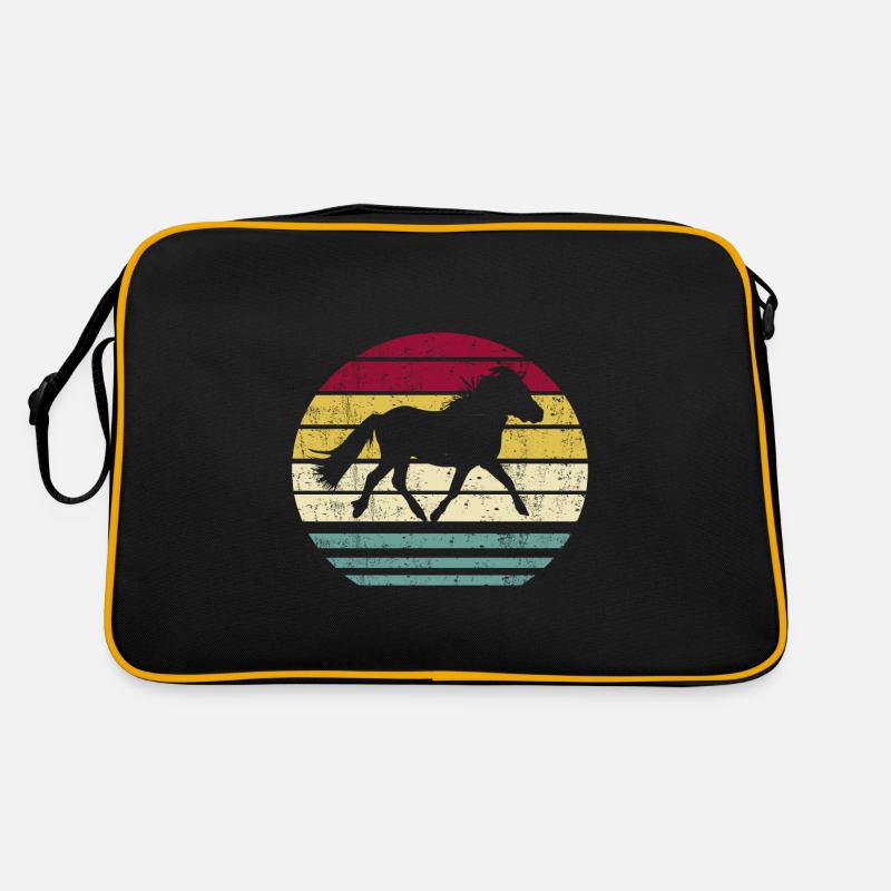 Shetland Pony Pferd Shetlandpony Retro Silhouette - Retro Tasche - Schwarz/Gold