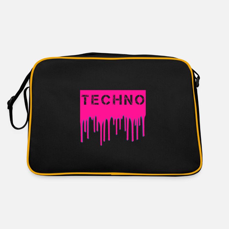 Techno - Retro Tasche - Schwarz/Gold
