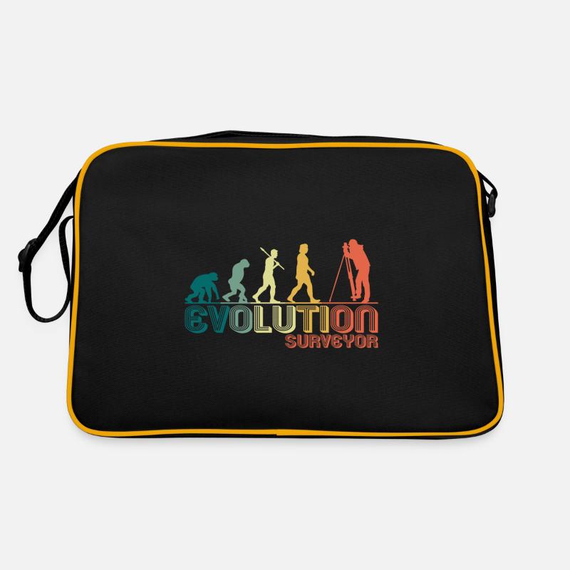 Landvermesser Vermesser Evolution Retro Lustig - Retro Tasche - Schwarz/Gold