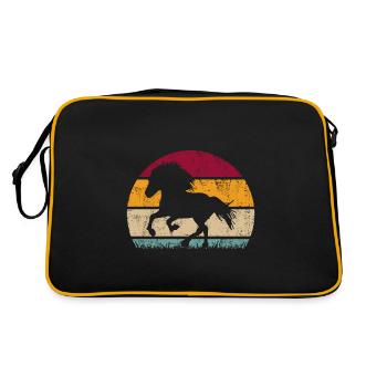 Islandpferd Tölt Isländer Pferde Retro Silhouette - Retro Tasche - Schwarz/Gold - Hinten