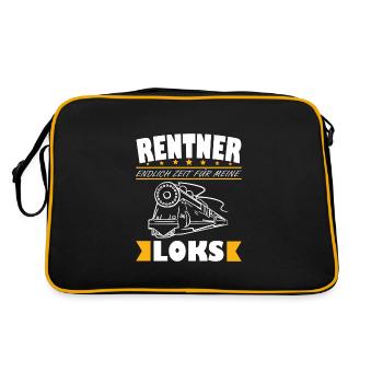 Pensioner railroad locomotive saying to pension grandpa - Retro Bag - black/gold - Back
